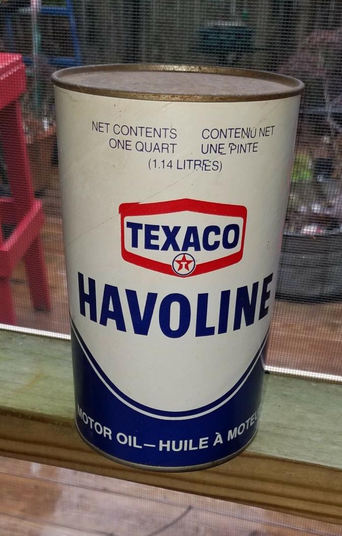 Texaco Havoline Motor Oil Canadian Can Tin Paper Label Empty