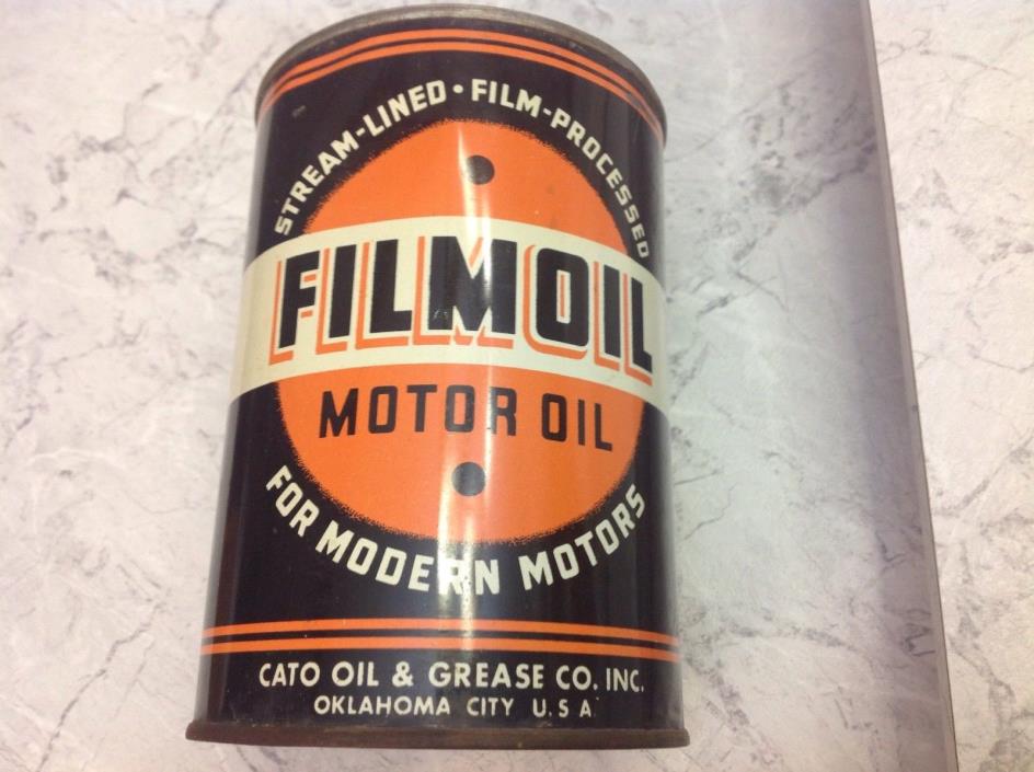 Rare Vintage  FILM OIL  Quart Motor Oil Can