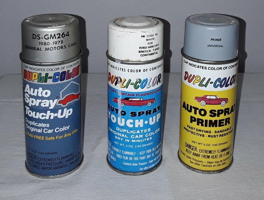 VINTAGE DUPLI-COLOR AUTO SPRAY TOUCH UP PAINT AND PRIMER CAN LOT OF 3