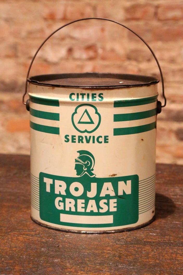 1950's Cities Service Trojan Grease Advertising Metal Can Gas Service Station