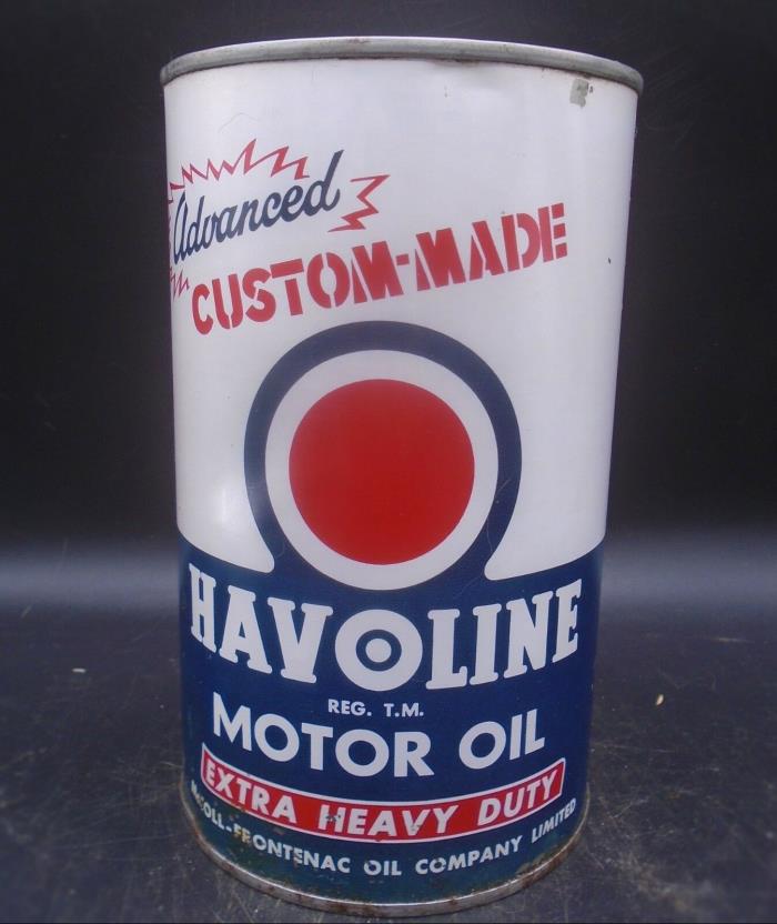 VINTAGE 1950's HAVOLINE MOTOR OIL IMPERIAL QUART CAN (McCOLL-FRONTENAC OIL CO.)