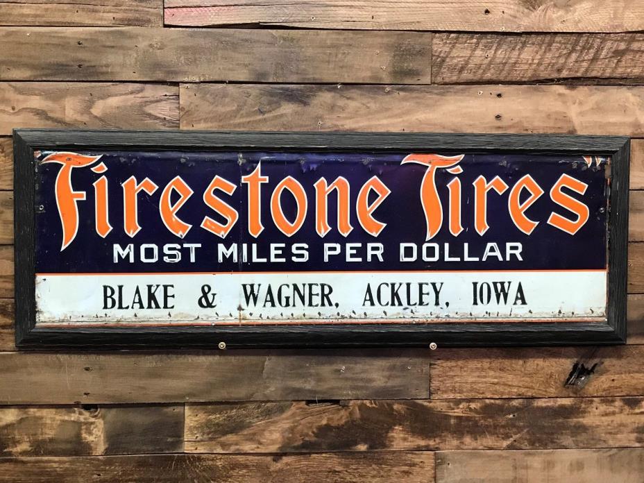 Vintage, collectables, gas oil, firestone, tin painted, signs