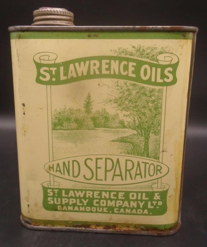 RARE 1940's VINTAGE ST. LAWRENCE HAND SEPARATOR OIL IMPERIAL QUART CAN