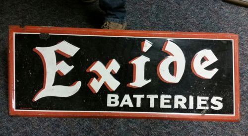 original exide batteries gas oil sign