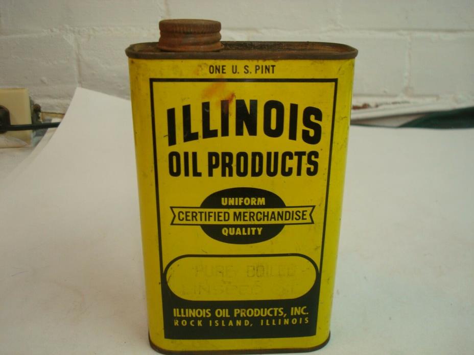 Vintage Illinois Oil Products Linseed Oil Can, Rock Island, Illinois