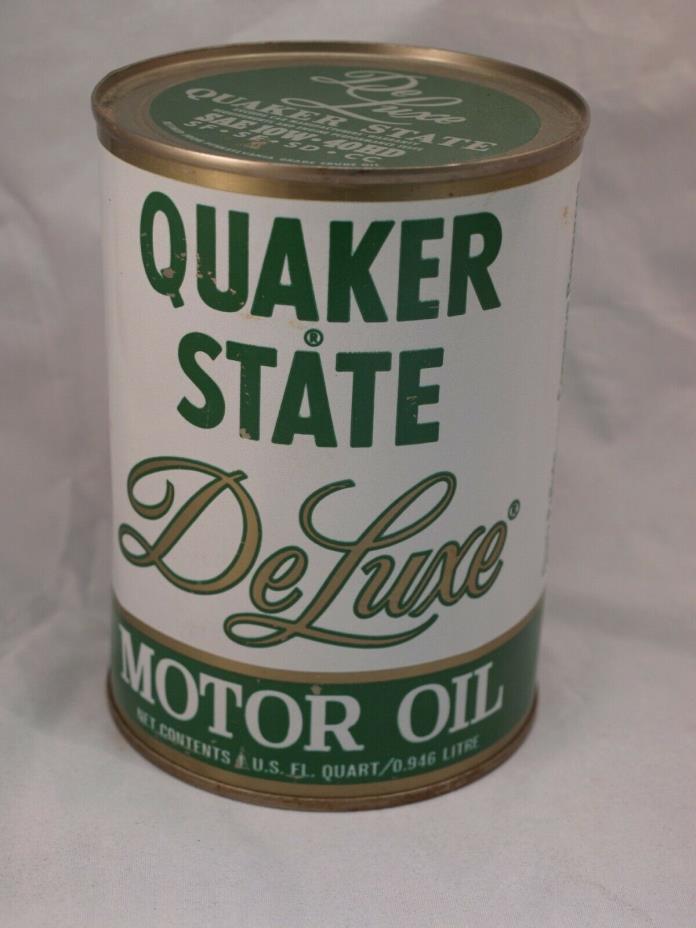 Vintage Quaker State DeLuxe Motor Oil Can Full