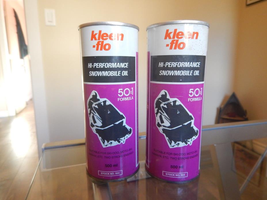 Vintage NOS Kleen-Flo Hi-Performance Snowmobile Oil Lot of 2 50:1 500ML