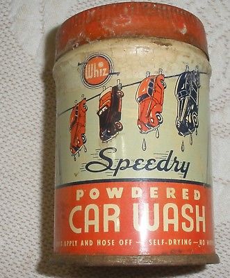 Vintage 6 oz WHIZ SPEEDRY POWDERED CAR WASH OIL TIN -1930s or 40s