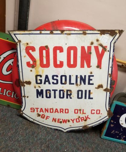 Socony gasoline motor oil porcelain sign.