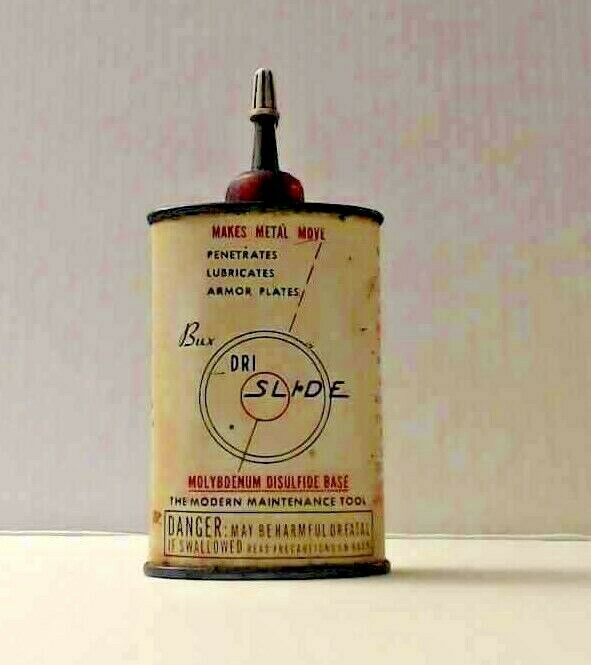 VINTAGE 1960 BUX DRI SLIDE OIL CAN