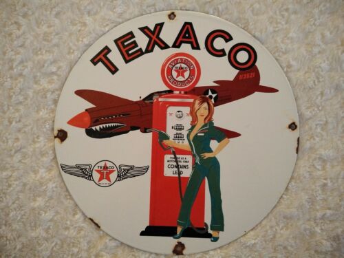 Vintage Texaco Aviation Products Porcelain Sign