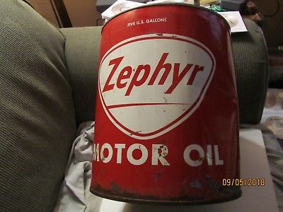 Vintage Zephyr Motor Oil 5 Gallon Metal Can