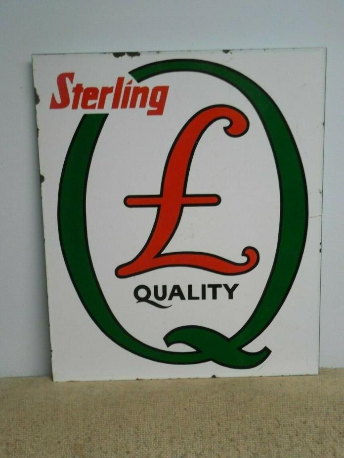 Original Quaker State Sterling Gasoline Porcelain Gas Advertising Sign