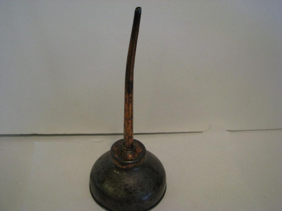 Vintage COPPER ?    Metal Thumb Pump Oiler-Oil Can  9 INCHES