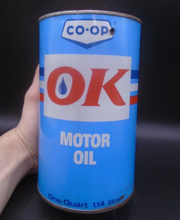 VINTAGE 1960's CO-OP OK MOTOR OIL IMPERIAL QUART CAN