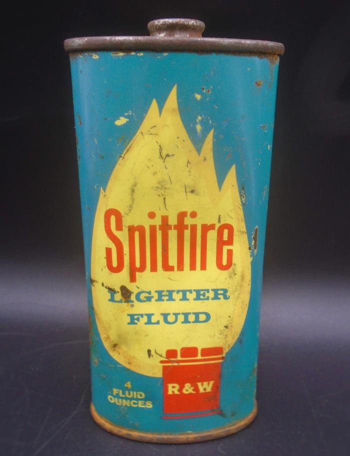RARE 1950's VINTAGE SPITFIRE LIGHTER FLUID 4 OZ. HANDY OILER CAN - WINNIPEG, MAN