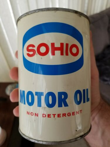 Vintage advertising Sohio 1quart metal motor oil can rare