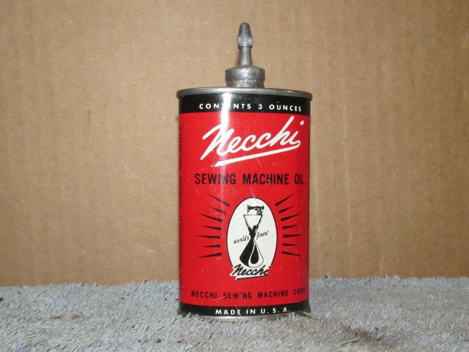 Vintage NECCHI Sewing Machine 3oz Oil Tin Can J0987