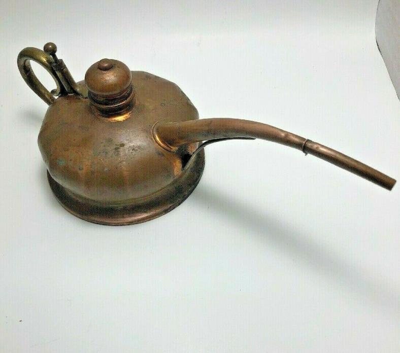 Vintage Universal Copper Hand Pump Oil Can Oiler