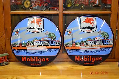 One Set Mobilgas Marine Gasoline Pump Globe Motor Oil Sign REAL GLASS Lenses 15