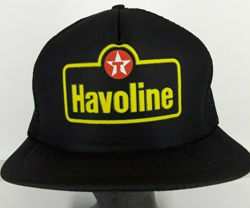 Vintage Texaco Havoline Motor Oil Black Mesh Trucker Snapback Cap Hat