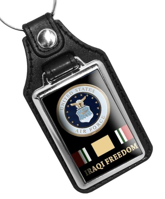 United States Air Force Seal Iraqi Freedom Faux Leather Key Ring
