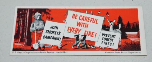 Smokey Bear vintage advertising sign Montana State Forest Department