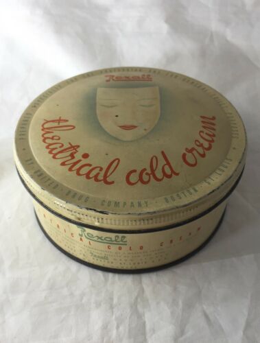 Rexall Theatrical Cold Cream Round Tin 8 Oz Vintage Collectible Rare