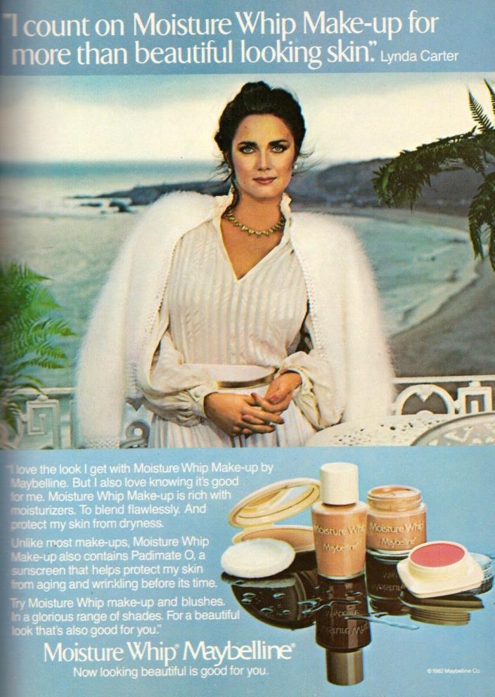 1982 Maybelline Cosmetics Lynda Carter Print Advertisement Ad Vintage VTG 80s