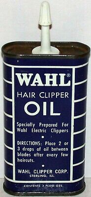 Vintage tin WAHL HAIR CLIPPER OIL hand oiler shape Sterling Illinois excellent++