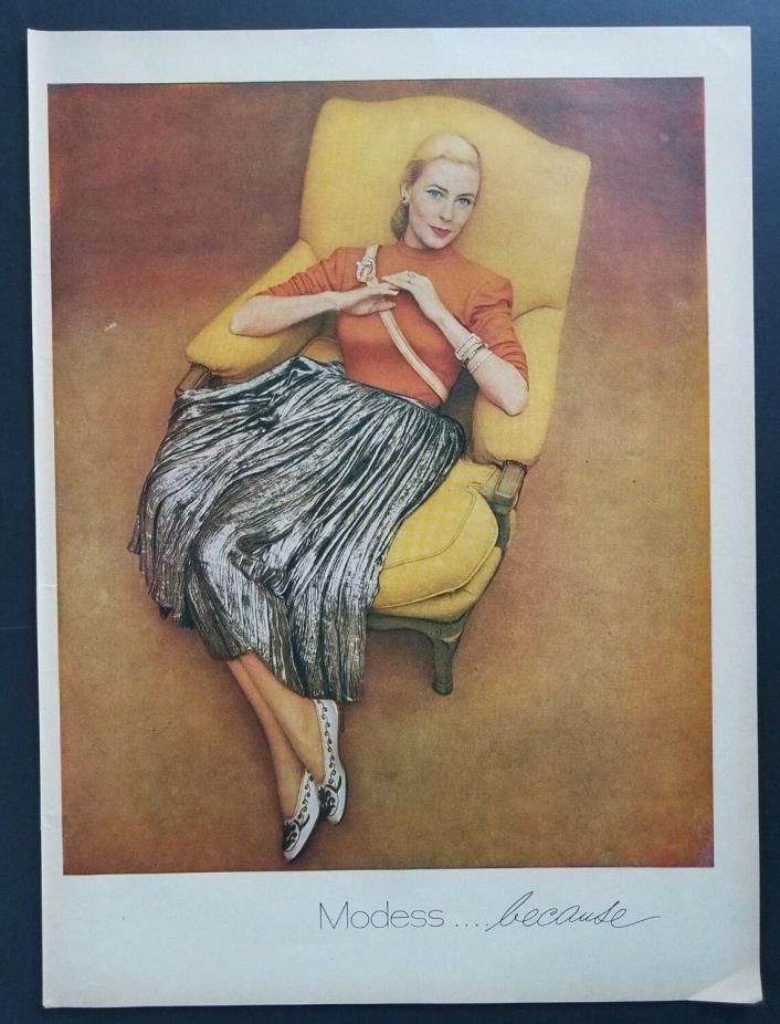 1948 Modess Elegant Lady Photo Beautiful Woman Model Because Vintage Print Ad