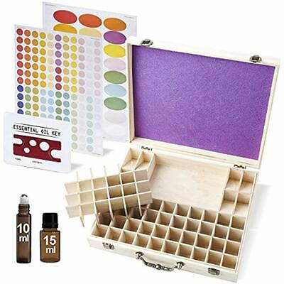 Wooden Oils Essential Box With Handle, Holds 72 Bottles & Roll-on Bottles. Extra