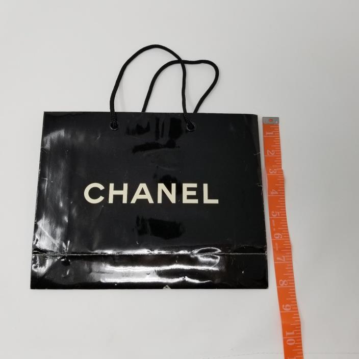 Chanel shopping gift bag small plain black 8x10 kinda beat up