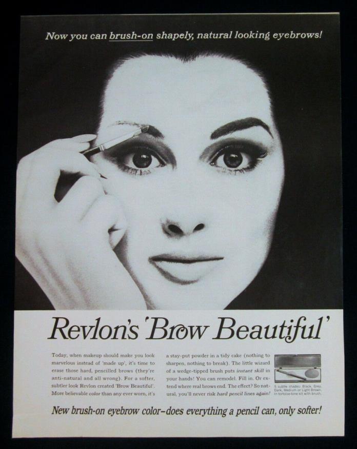 1964 Revlon large print ad - b&w, Brow Beautiful