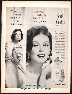 1962 MAX FACTOR Sheer Genius Cosmetics Makeup Sixties 1960s AD