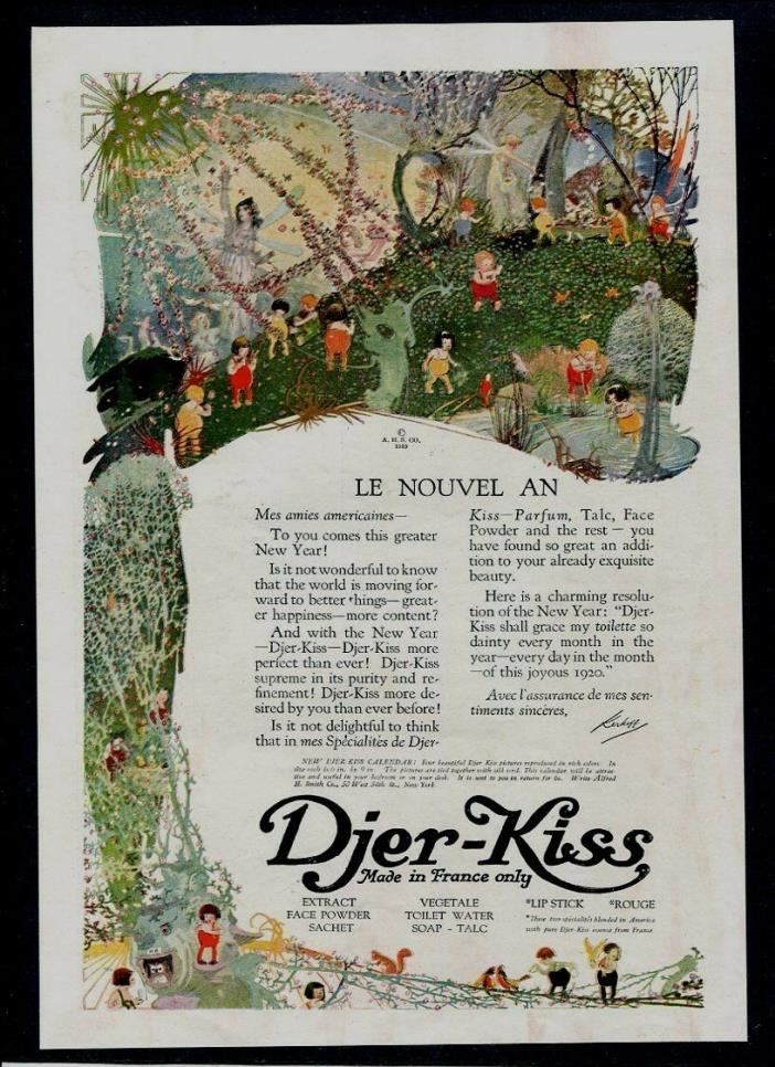 1920 Djer-Kiss Parfum Talc & Face Powder Ad Print
