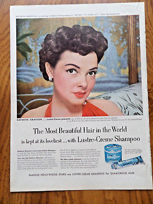 1951 Lustre-Creme Shampoo Ad  Movie Hollywood Star Kathryn Grayson
