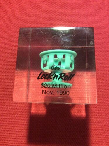 CLAIROL Lock N Roll Hair Rollers Sales Goal Acrylic Lucite Paperweight Corporate