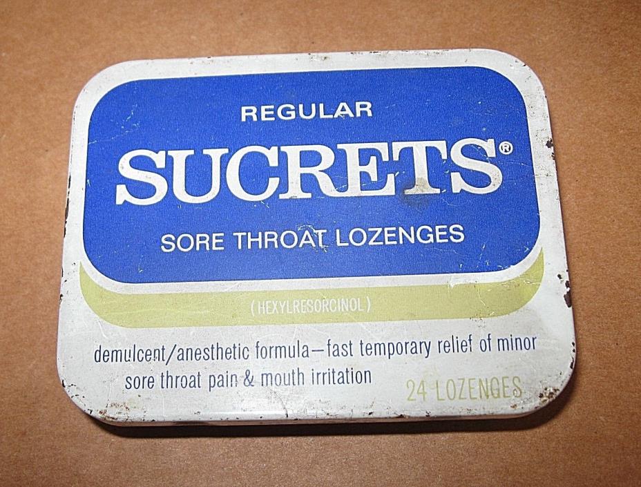 Vintage 70s 80s Beecham SUCRETS Sore Throat Lozenges Tin