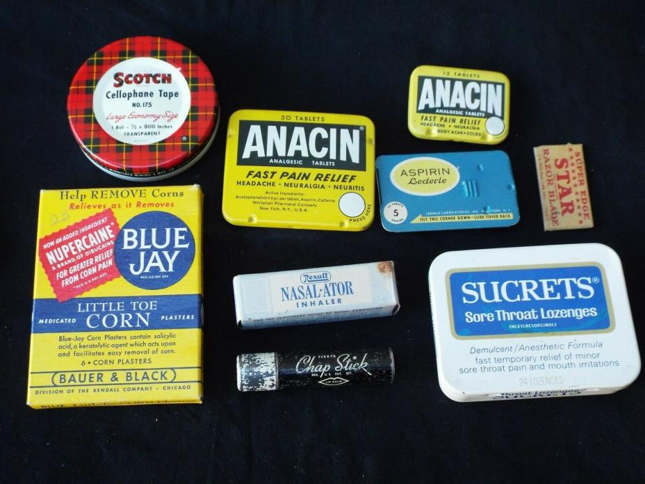 Vintage Lot of Medical/Medicine Advertising Boxes/Tins/Cosmetics