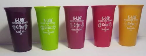 Set of 5 Juice Cups K-Lor Potassium Chloride Supplement Colorful Advertising