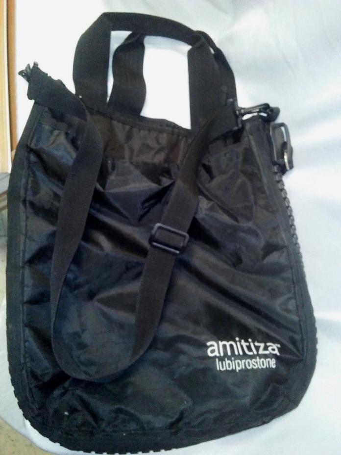 AMITIZA SHOULDER BAG monster zipper Advertising Pharmaceutical rep bag black