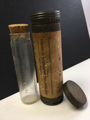 Vintage Medical Mail Tin Improved Mailing Case Co. New York Bottle Insert Includ
