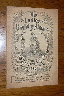 1950 LADIES BIRTHDAY ALMANAC MEDICAL CURES BLACK DRAUGHT TENNESSEE ADVERTISING