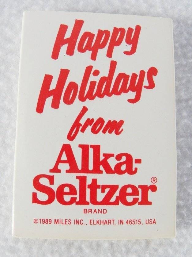 1989 Vtg Alka-Seltzer Happy Holidays Clear Plastic Christmas Ornament 3