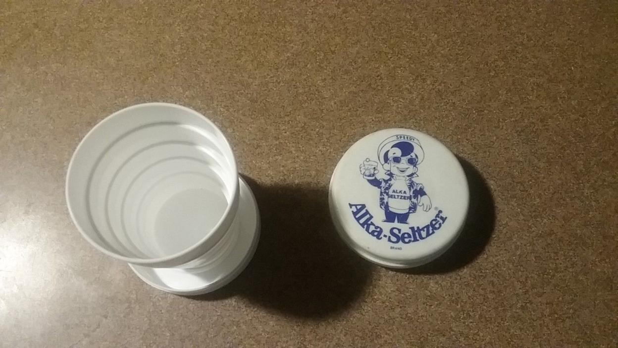 Vintage Alka Seltzer Travel Cup Pill Holder Set Collectable 