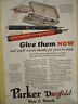 Vintage 1928 Christmas Adverting Store Sign PARKER DUOFOLD FOUNTAIN PEN LITHO