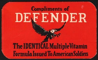 Vintage pocket calendar DEFENDER MULTIPLE VITAMINS Issued To Soldiers 1945 eagle