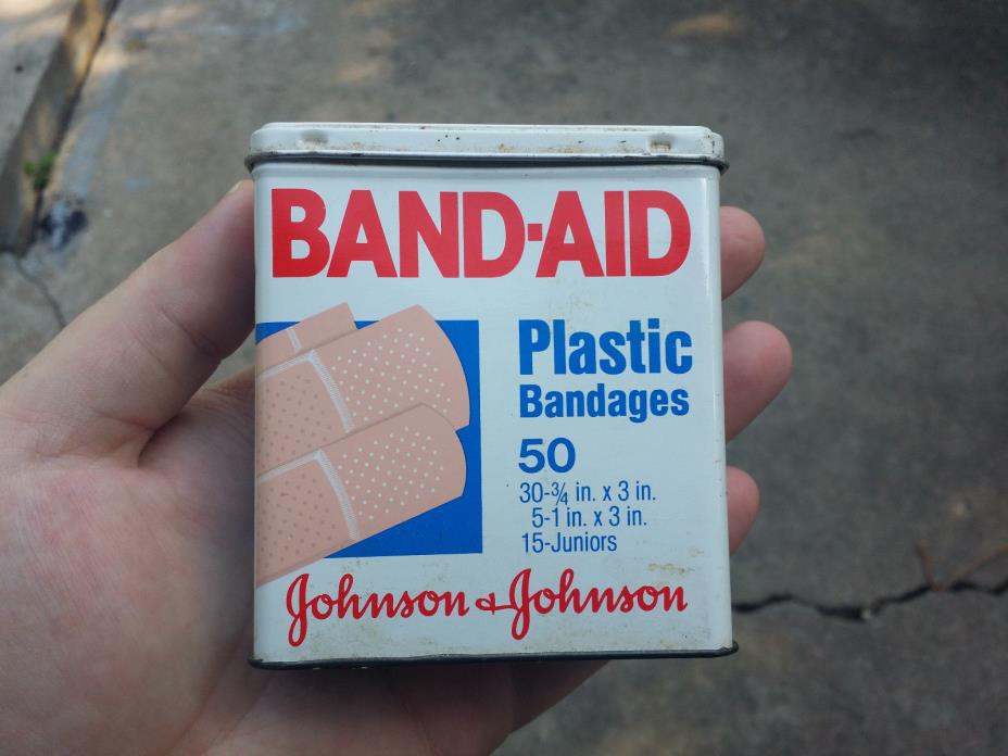 Vintage Johnson And Johnson Band-Aid Brand Plastic Bandages Tin