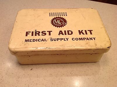 MS Co First Aid Kit Box Metal W/ Contents Medical Supply Company  Beige